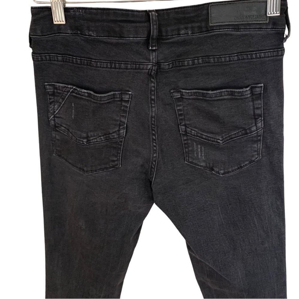 ZADIG & VOLTAIRE Eva Gris Destroy Deluxe Black Skinny Jeans Size 26 - Picture 12 of 16